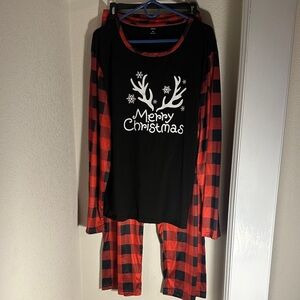 SHEIN Black and Red Checkered Holiday Pajama Set